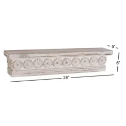 Kirklands Home Shelves|Ornate Farmhouse Wooden Wall Shelf, 28 in. White