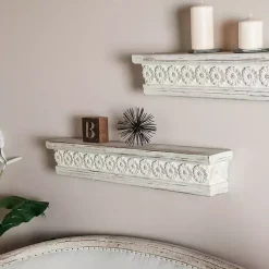 Kirklands Home Shelves|Ornate Farmhouse Wooden Wall Shelf, 36 in.