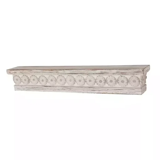 Kirklands Home Shelves|Ornate Farmhouse Wooden Wall Shelf, 36 in.