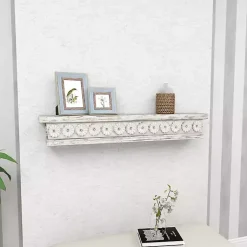 Kirklands Home Shelves|Ornate Farmhouse Wooden Wall Shelf, 36 in.