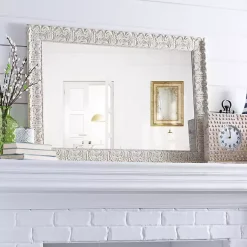 Kirklands Home Framed Mirrors|Ornate Ivory Wall Mirror, 31x43 in.