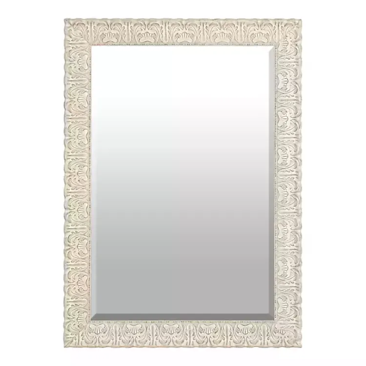 Kirklands Home Framed Mirrors|Ornate Ivory Wall Mirror, 31x43 in.
