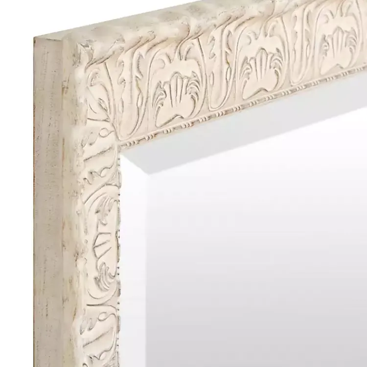Kirklands Home Framed Mirrors|Ornate Ivory Wall Mirror, 31x43 in.