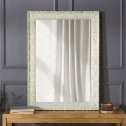 Kirklands Home Framed Mirrors|Ornate Ivory Wall Mirror, 31x43 in.