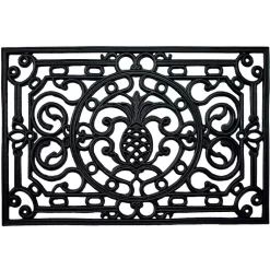Kirklands Home Doormats|Ornate Penelope Durable Rubber Doormat, 30x18 in. Black