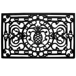 Kirklands Home Doormats|Ornate Penelope Durable Rubber Doormat, 36x24 in. Black