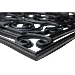 Kirklands Home Doormats|Ornate Penelope Durable Rubber Doormat, 36x24 in. Black