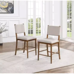 Kirklands Home Bar Stools & Counter Height Stools|Oslo Cream Upholstered Counter Stools, Set of 2 Ivory