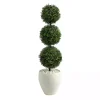Online Outdoor Ball Boxwood Topiary in White Planter Trees & Topiaries