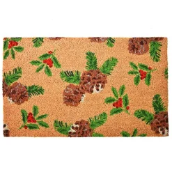 Online Outdoor Holly and Pine Christmas Doormat Outdoor Christmas Decorations