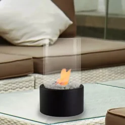 Kirklands Home Fire Pits|Outdoor Tabletop Fireplace on Base Black