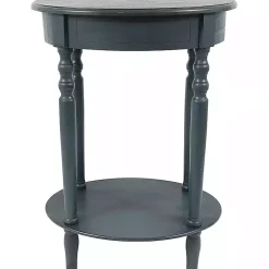 Kirklands Home Accent & End Tables|Oval Antique Navy Accent Table Blue