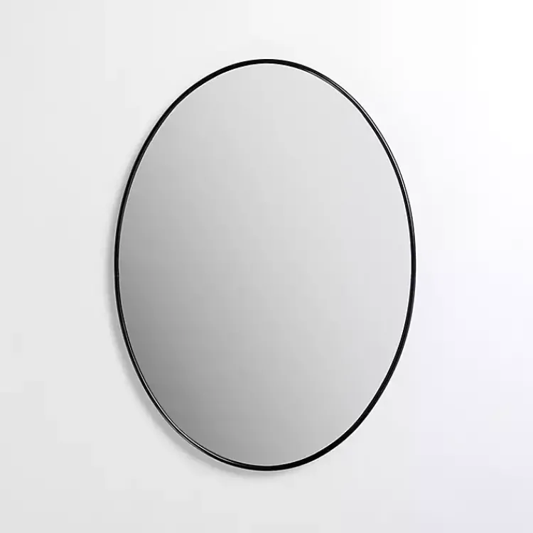 Kirklands Home Framed Mirrors|Oval Black Nouveau Linear Wall Mirror