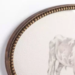 Kirklands Home Framed Art|Oval Cow Sketch Beaded Framed Art Print
