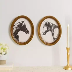 Kirklands Home Framed Art|Oval Horse Portrait Framed Art Prints, Set of 2