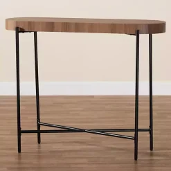 Kirklands Home Console Tables|Oval Light Wood X Base Console Table Brown