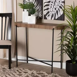 Kirklands Home Console Tables|Oval Light Wood X Base Console Table Brown