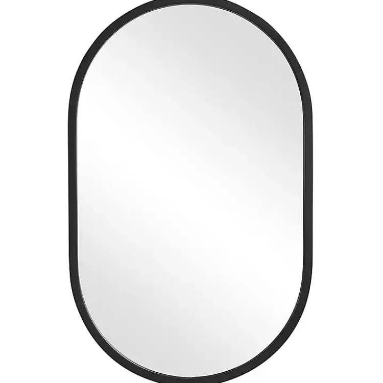 Kirklands Home Framed Mirrors|Oval Matte Black Frame Mirror
