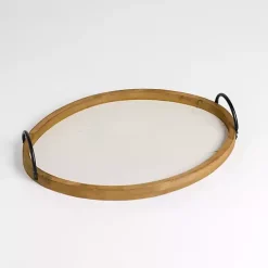 Online Oval Wood Tray with Handles Decorative Trays