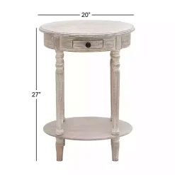 Kirklands Home Accent & End Tables|Oval washed Pine Wood Side Table White