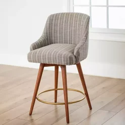 Kirklands Home Bar Stools & Counter Height Stools|Paige Swivel Stripe Counter Stool Gray