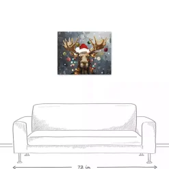 Discount Painty Christmas Moose Canvas Art Print Christmas Art & Wall Decor