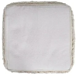 Outlet Pale Beige Tufted Stripe Cotton Square Pouf Poufs & Floor Cushions