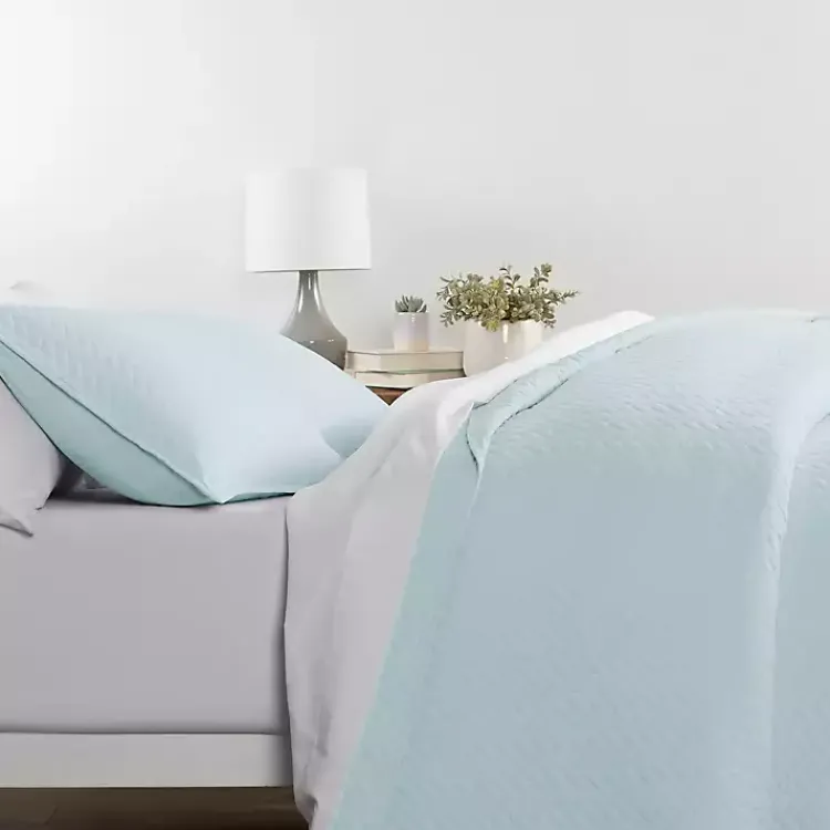 Kirklands Home Bedspreads & Coverlets|Pale Herring 3-pc. King Quilted Coverlet Set Blue