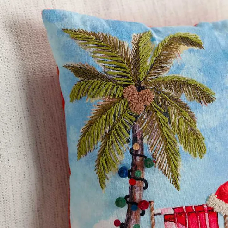 Online Palm Tree Beach Scene Christmas Pillow Pillows