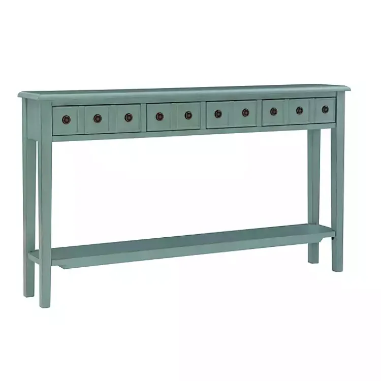 Kirklands Home Console Tables|Paloma Teal 4-Drawer Console Table Green