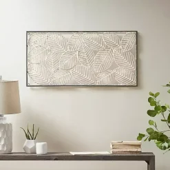 Kirklands Home Wall Plaques|Paper Cloaked Leaves Metal Plaque White