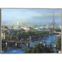 Kirklands Home Canvas Art|Paris Pedestrian Bridge Framed Canas Art Print Multi