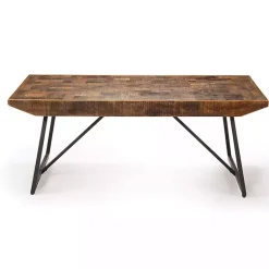 Kirklands Home Coffee Tables|Parquet Willa Metal Base Coffee Table Tan