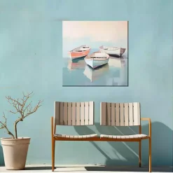 Kirklands Home Outdoor Wall Decor|Pastel Boats Outdoor Canvas Art Print