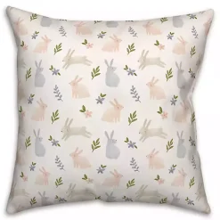 Hot Pastel Botanical Bunnies Indoor/Outdoor Pillow Pillows