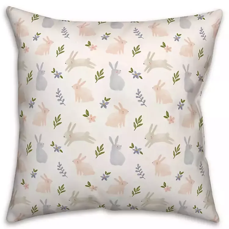 Hot Pastel Botanical Bunnies Indoor/Outdoor Pillow Pillows