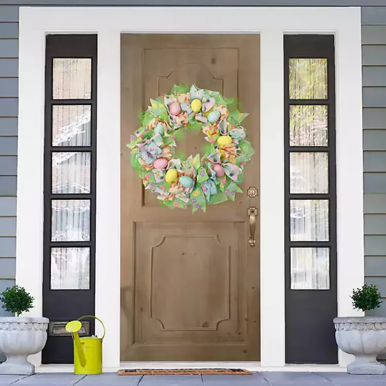 Online Pastel Easter Eggs and Ribbons Wreath Easter Decorations