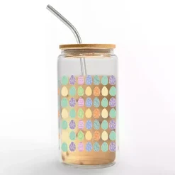 Clearance Pastel Egg Pattern Glass Tumbler Easter Decorations