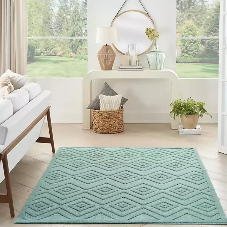 Kirklands Home Outdoor Rugs|Pastel Lime Diamond Outdoor Area Rug, 6x9 Green