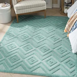 Kirklands Home Outdoor Rugs|Pastel Lime Diamond Outdoor Area Rug, 6x9 Green
