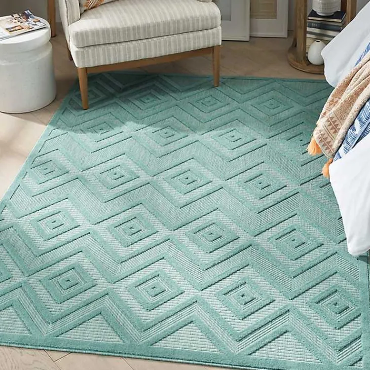 Kirklands Home Outdoor Rugs|Pastel Lime Diamond Outdoor Area Rug, 6x9 Green