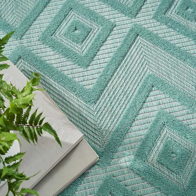 Kirklands Home Outdoor Rugs|Pastel Lime Diamond Outdoor Area Rug, 6x9 Green