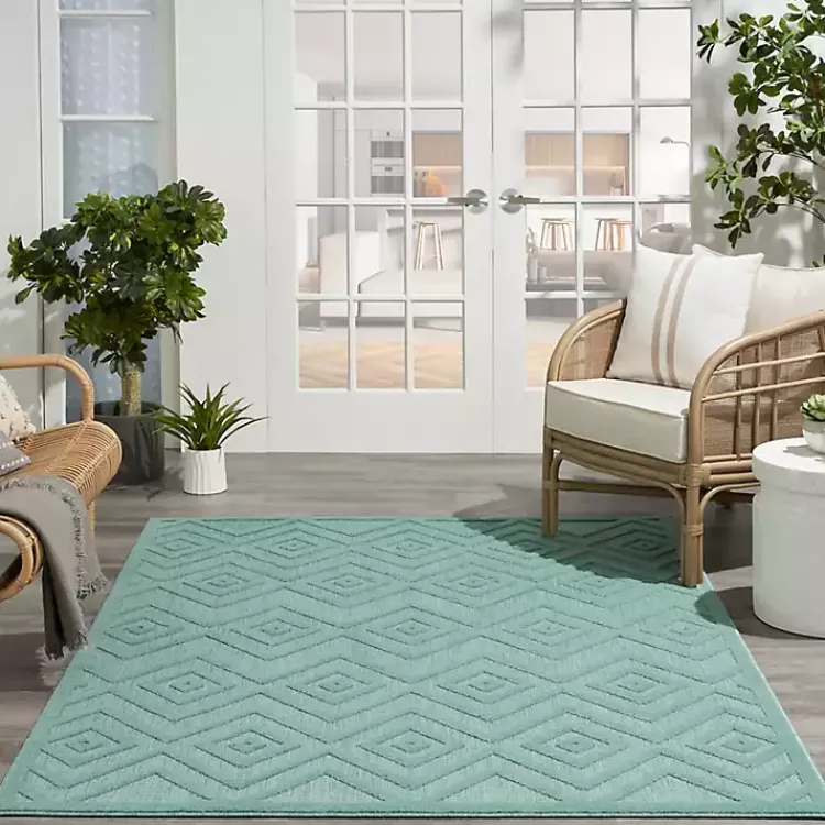 Kirklands Home Outdoor Rugs|Pastel Lime Diamond Outdoor Area Rug, 6x9 Green
