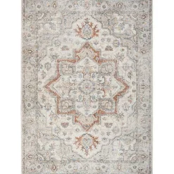 Kirklands Home Area Rugs|Pastel Medallion Washable Area Rug, 5x7 Gray