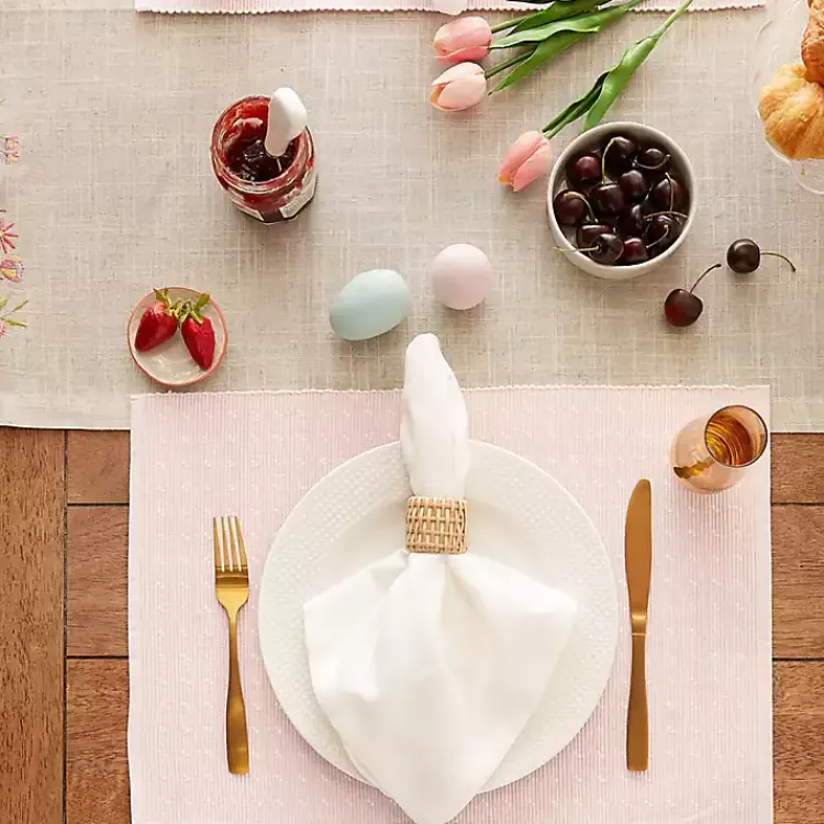 Kirklands Home Table Linens|Pastel Rose Dobby Placemats, Set of 6 Pink