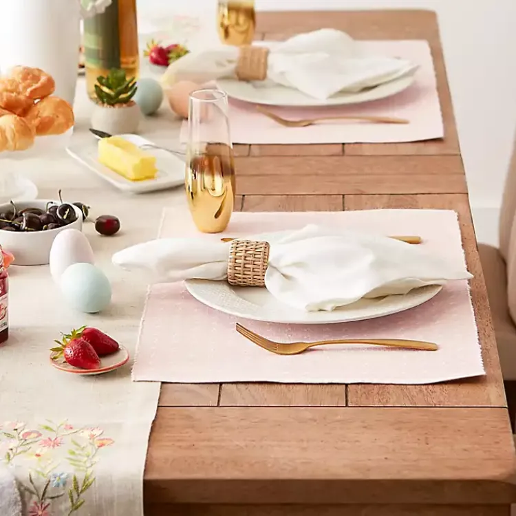 Kirklands Home Table Linens|Pastel Rose Dobby Placemats, Set of 6 Pink