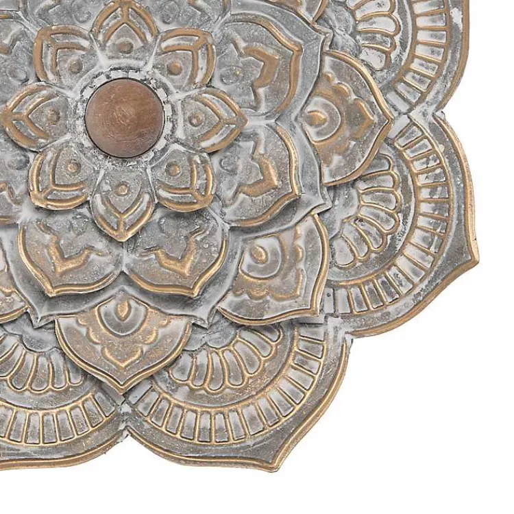 Kirklands Home Wall Plaques|Patina Finish Metal Flower Large Wall Plaque Gray