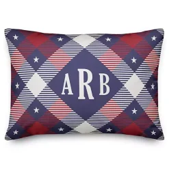 Kirklands Home Outdoor Cushions & Pillows|Patriotic Argyle Monogram Indoor/Outdoor Pillow