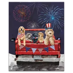 Kirklands Home Canvas Art|Patriotic Puppy Pickup Canvas Art Print