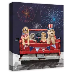 Kirklands Home Canvas Art|Patriotic Puppy Pickup Canvas Art Print